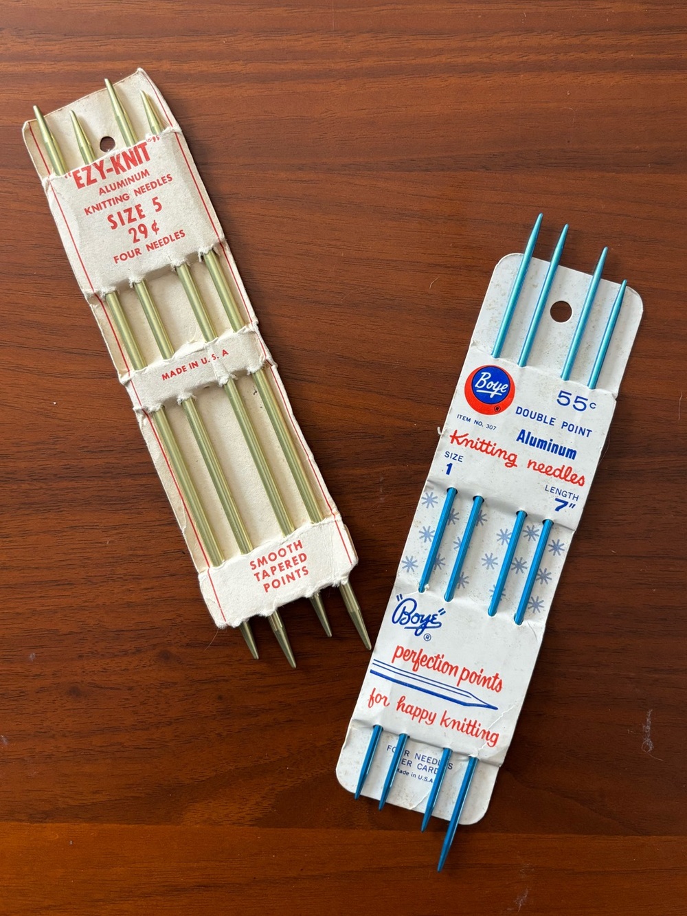 Boye VINTAGE NWT Double Point Aluminum Knitting Needles - size 1 & 5